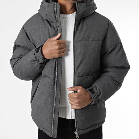 Jack And Jones - Doudoune Capuche Lennox Gris Anthracite Chiné