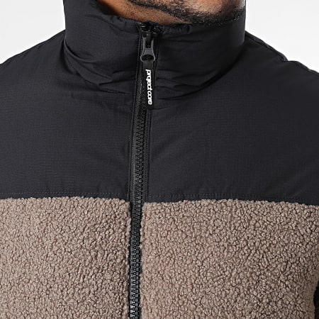 Jack And Jones - Doudoune Capuche Flare Teddy Noir Beige