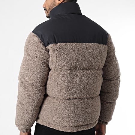 Jack And Jones - Doudoune Capuche Flare Teddy Noir Beige