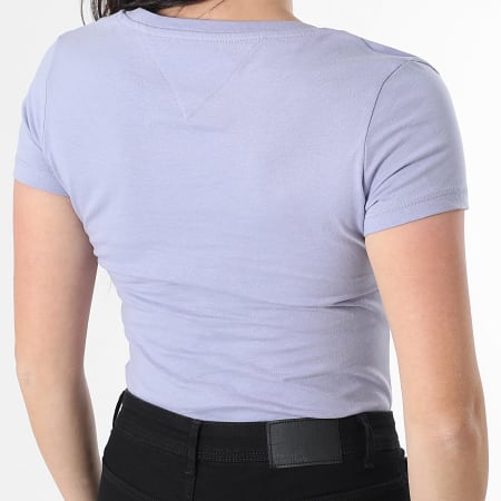 Tommy Jeans - Tee Shirt Col V Femme Slim 0458 Bleu