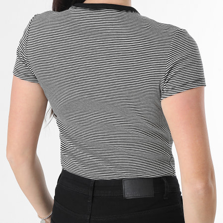 Tommy Jeans - Tee Shirt A Rayures Slim Femme Essential 7383 Noir Blanc