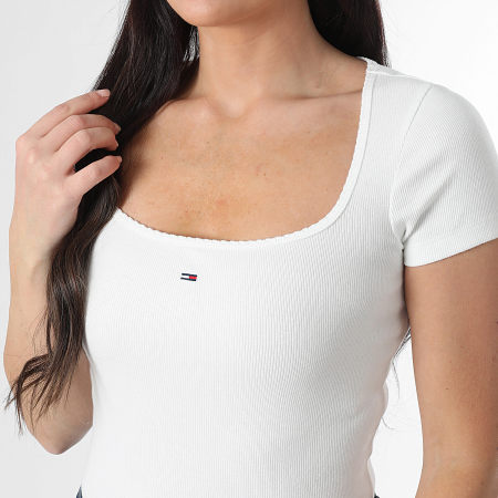 Tommy Jeans - Tee Shirt Femme Soft Rib 1837 Blanc