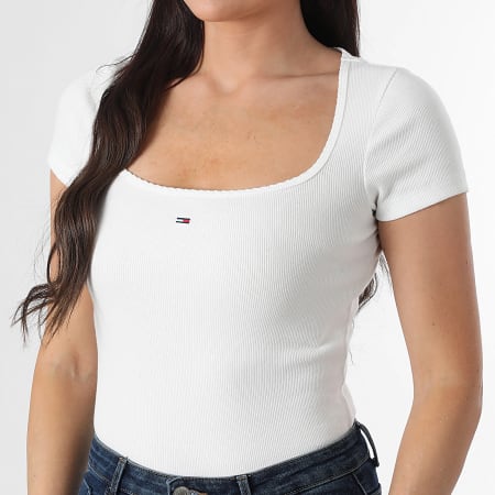 Tommy Jeans - Tee Shirt Femme Soft Rib 1837 Blanc