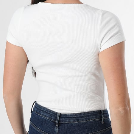 Tommy Jeans - Tee Shirt Femme Soft Rib 1837 Blanc