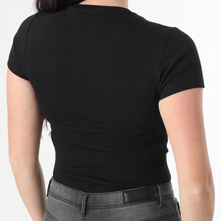Tommy Jeans - Tee Shirt Femme Essential Logo Rib 1838 Noir