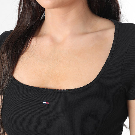 Tommy Jeans - Tee Shirt Femme Soft Rib 1837 Noir