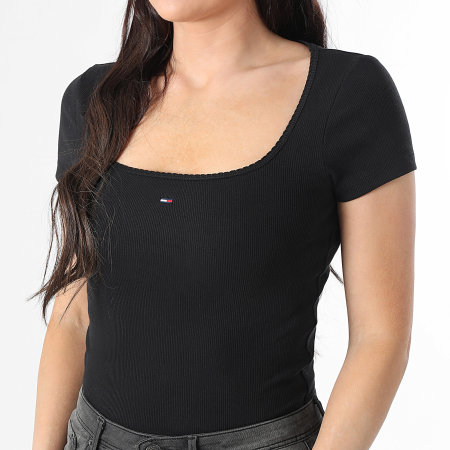 Tommy Jeans - Tee Shirt Femme Soft Rib 1837 Noir