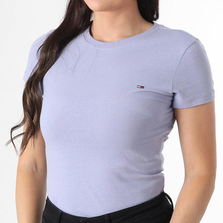 Tommy Jeans - Tee Shirt Femme Slim 0459 Bleu Clair