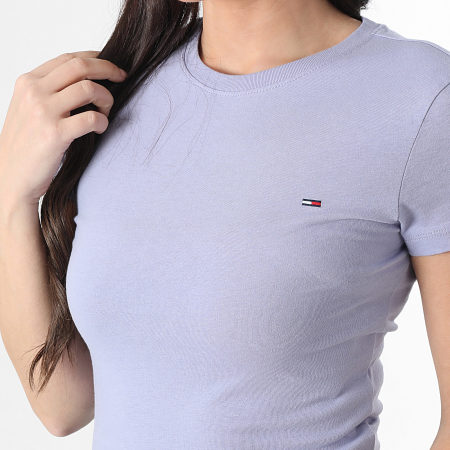 Tommy Jeans - Tee Shirt Femme Slim 0459 Bleu Clair
