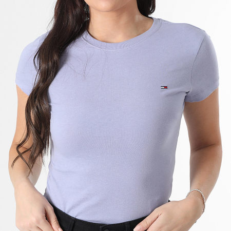 Tommy Jeans - Tee Shirt Femme Slim 0459 Bleu Clair