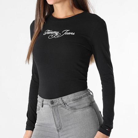 Tommy Jeans - Tee Shirt Manches Longues Femme Essential Logo 1844 Noir