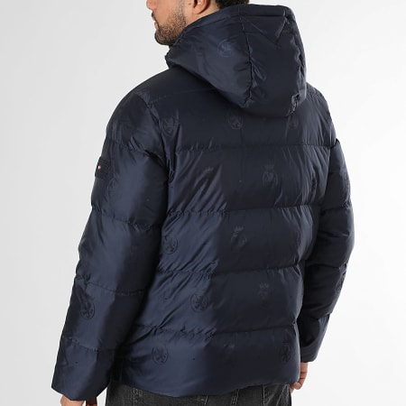 Tommy Hilfiger - Doudoune Capuche AOP Crest Down 2872 Bleu Marine
