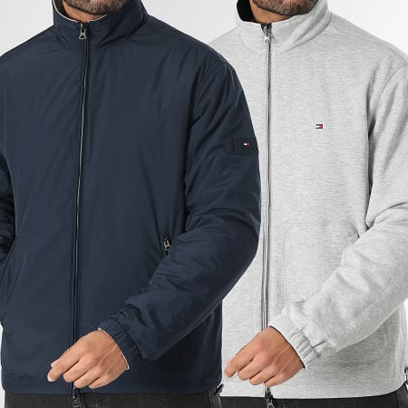 Tommy Hilfiger - Veste Zippée Réversible 1862 Bleu Marine Gris Chiné