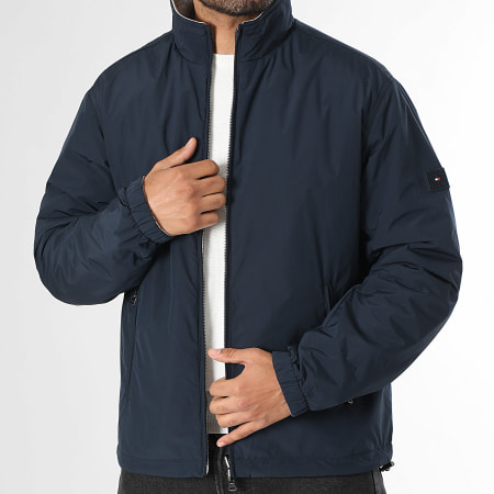 Tommy Hilfiger - Veste Zippée Réversible 1862 Bleu Marine Gris Chiné