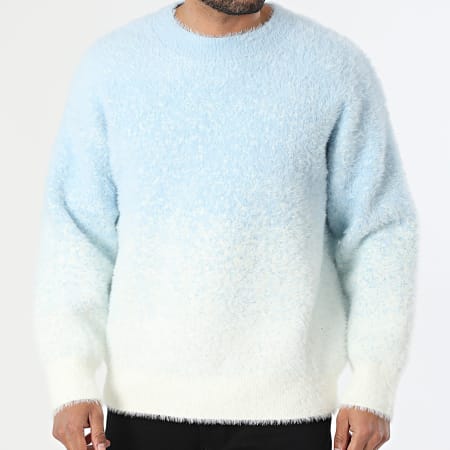 Pull Vintage Escada Sport Bleu Clair Et Blanc Dégradé Maille - Taille XL (jusqu'à 44) - Occasion Très Bon état