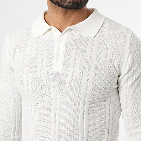 Classic Series - Pull Col Boutonné Texturé 880 Blanc