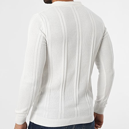 Classic Series - Pull Col Boutonné Texturé 880 Blanc
