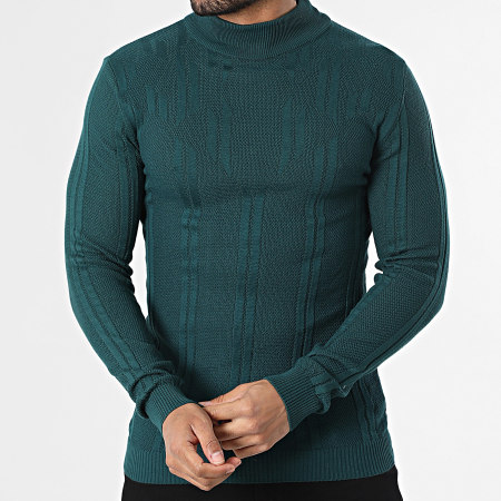 Armita - Pull Col Montant Texturé 300 Vert Bouteille