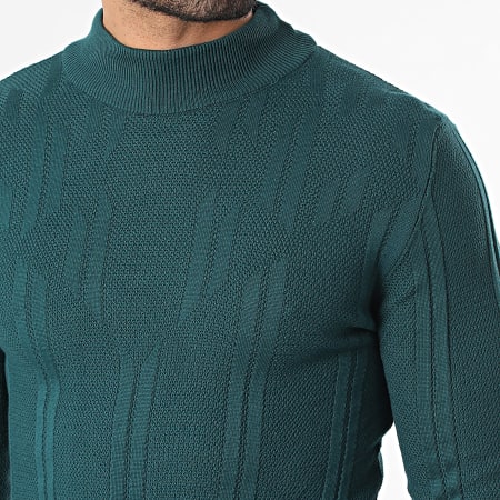 Armita - Pull Col Montant Texturé 300 Vert Bouteille