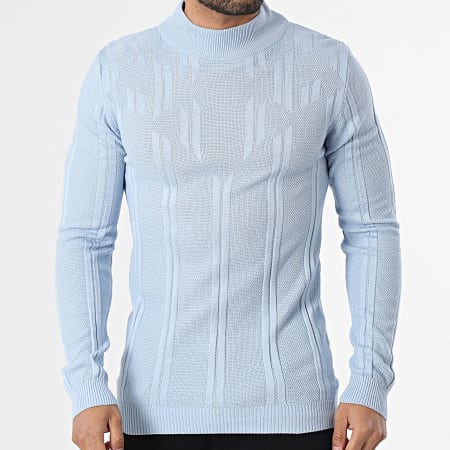 Armita - Pull Col Montant Texturé 300 Bleu Clair