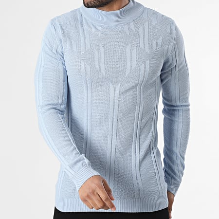 Armita - Pull Col Montant Texturé 300 Bleu Clair