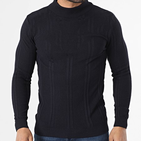 Armita - Pull Col Montant Texturé 300 Bleu Marine