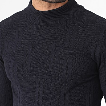 Armita - Pull Col Montant Texturé 300 Bleu Marine