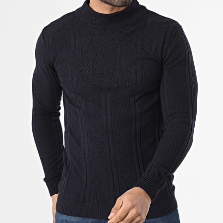 Armita - Pull Col Montant Texturé 300 Bleu Marine