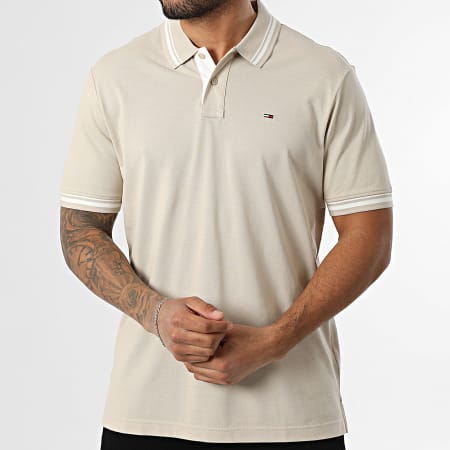 Tommy Jeans - Polo Manches Courtes Tipped 1846 Beige