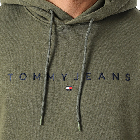 Tommy Jeans - Sweat Capuche Linear Logo 0746 Vert Kaki
