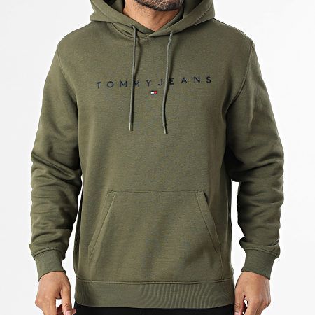 Tommy Jeans - Sweat Capuche Linear Logo 0746 Vert Kaki