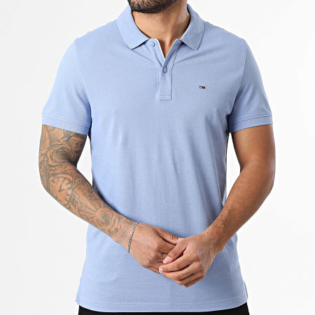 Tommy Jeans - Polo Manches Courtes Slim Placket 0676 Bleu Clair