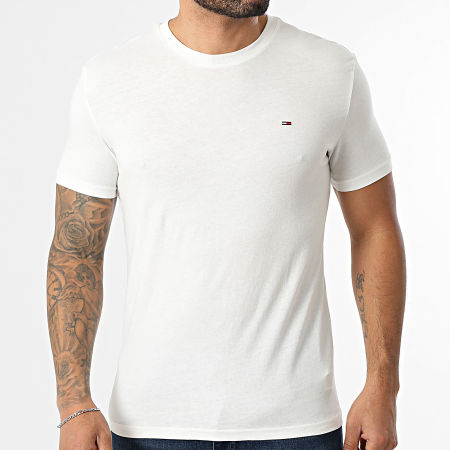 Tommy Jeans - Lot De 3 Tee Shirts Slim 1579 Blanc Beige Noir