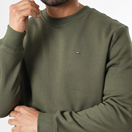 Tommy Jeans - Sweat Crewneck Flag 0741 Vert Kaki