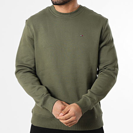Tommy Jeans - Sweat Crewneck Flag 0741 Vert Kaki