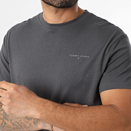 Tommy Jeans - Tee Shirt Slim Linear Chest 1780 Gris Anthracite