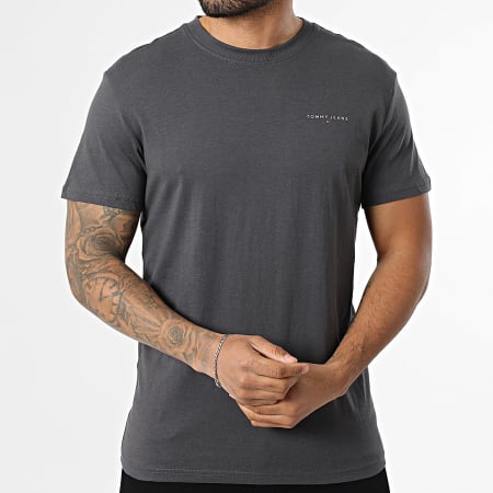 Tommy Jeans - Tee Shirt Slim Linear Chest 1780 Gris Anthracite