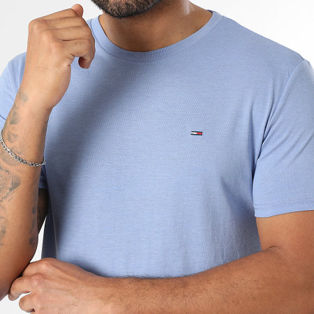 Tommy Jeans - Tee Shirt Slim Jaspe 0363 Bleu Clair