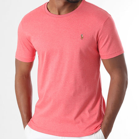 Polo Ralph Lauren - Tee Shirt Custom Slim Fit Oxford Corail Foncé Chiné