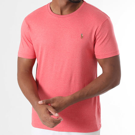Polo Ralph Lauren - Tee Shirt Custom Slim Fit Oxford Corail Foncé Chiné