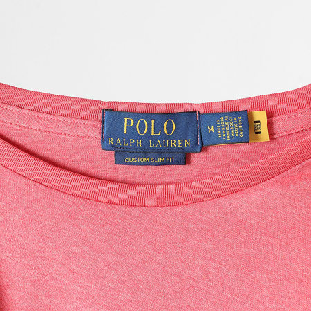 Polo Ralph Lauren - Tee Shirt Custom Slim Fit Oxford Corail Foncé Chiné