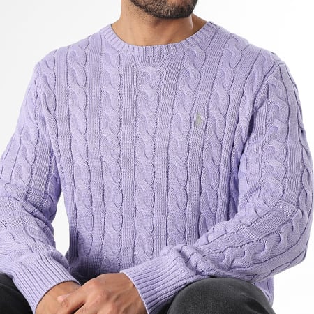 Polo Ralph Lauren - Pull Maille Torsadée Original Player Lila