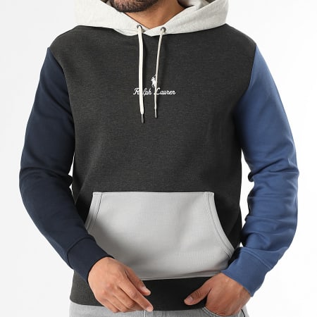 Polo Ralph Lauren - Sweat Capuche Logo Embroidery Gris Anthracite Gris Clair Chiné