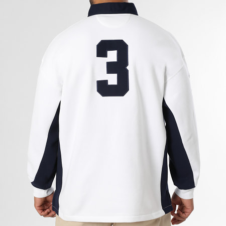 Polo Ralph Lauren - Sweat Col Boutonné Big Player Blanc Bleu Marine