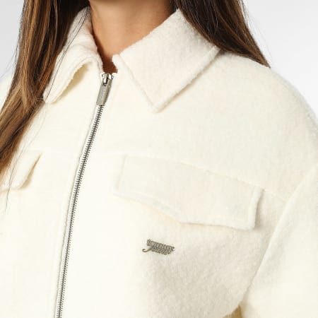 Tommy Jeans - Chaqueta Sherpa Con Cremallera Mujer Wool 2048 Blanco