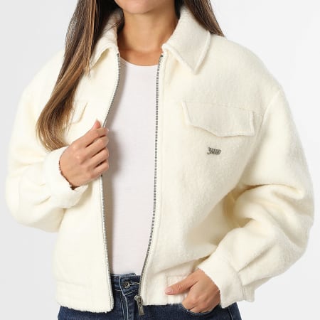 Tommy Jeans - Chaqueta Sherpa Con Cremallera Mujer Wool 2048 Blanco