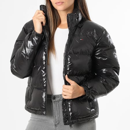 Tommy Jeans - Plumífero con capucha Mujer Packable Hood Essential Puffer Shiny 2039 Negro