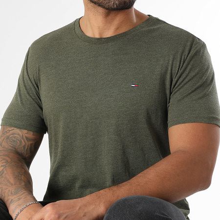 Tommy Jeans - Tee Shirt Slim Jaspe 0363 Vert Foncé Chiné