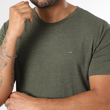 Tommy Jeans - Tee Shirt Slim Jaspe 0363 Vert Foncé Chiné