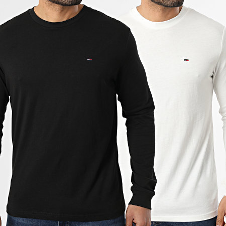 Tommy Jeans - Lot De 2 Tee Shirt Manches Longues Slim TJM 2148 Blanc Noir